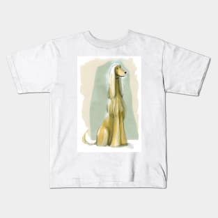 Cute abstract afghan hound watercolor design Kids T-Shirt